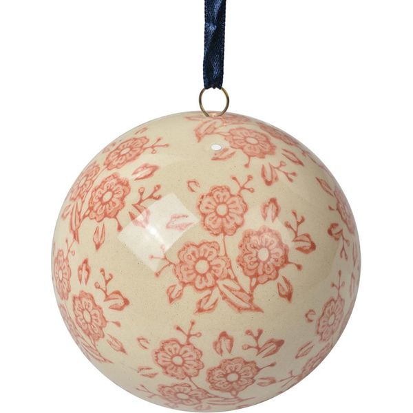 Ciondolo Decorativo Clayre & Eef Ø 8 Cm Fiori In Vetroceramica Beige-image