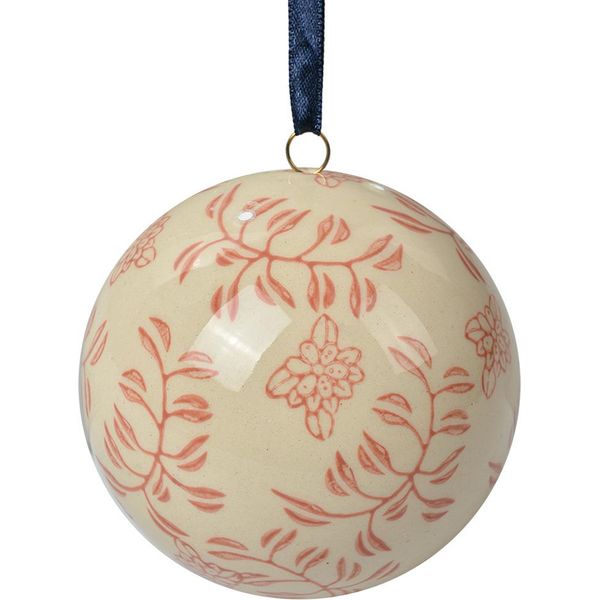 Ciondolo Decorativo Clayre & Eef Ø 8 Cm Fiori In Vetroceramica Beige-image