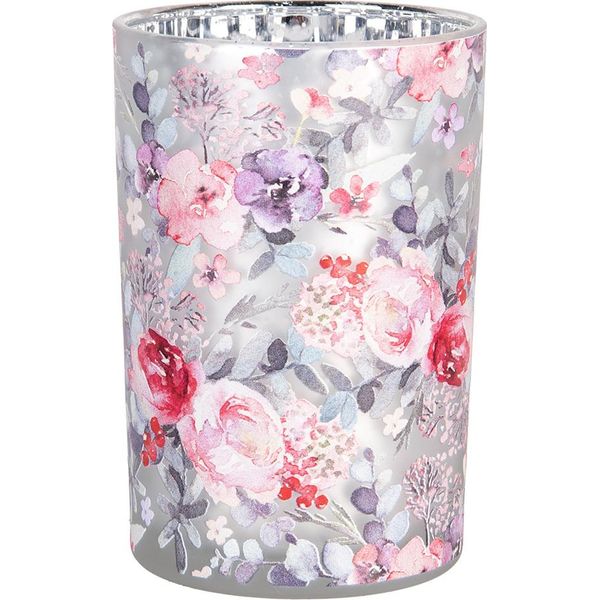 Portacandele Clayre & Eef Ø 12X18 Cm Fiori Di Vetro Rosa Grigio-image