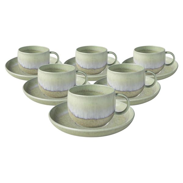 Like. By Villeroy & Boch Kaffeetassen Mit Untertassen Perlemor Alga 190 Ml 6Er Set-image