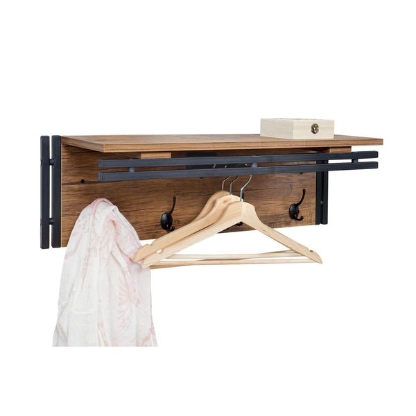 Wandgarderobe MCW-A27, Garderobe Regal, 4 Haken 24X75X24Cm 3D-Struktur ~ Wildeiche-Optik-image