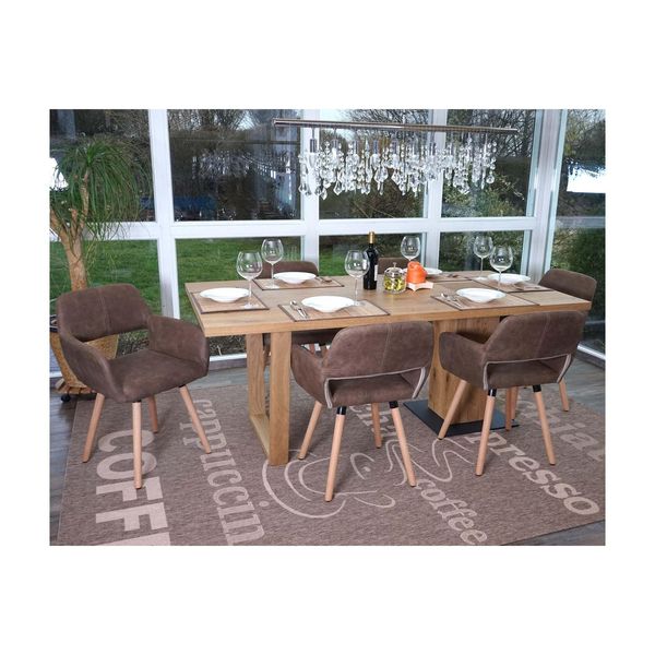 6Er-Set Esszimmerstuhl MCW-A50 Ii, Stuhl KüChenstuhl, Retro 50Er Jahre Design ~ Textil, Vintage Braun, Helle Beine-image