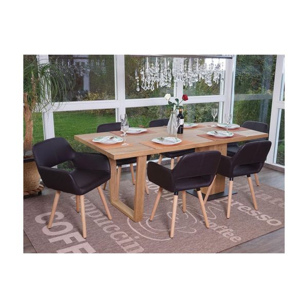 6Er-Set Esszimmerstuhl MCW-A50 Ii, Stuhl KüChenstuhl, Retro 50Er Jahre Design ~ Kunstleder, Braun, Helle Beine-image