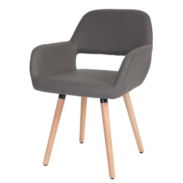 Esszimmerstuhl MCW-A50 Ii, Stuhl KüChenstuhl, Retro 50Er Jahre Design ~ Kunstleder, Grau-image