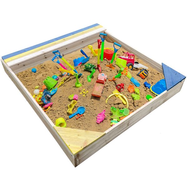 Nyvi Kinder Sandkasten Nyvikids Semplice 102X96 Cm - Sandkasten Mit Abdeckung & 3 SitzpläTze-image