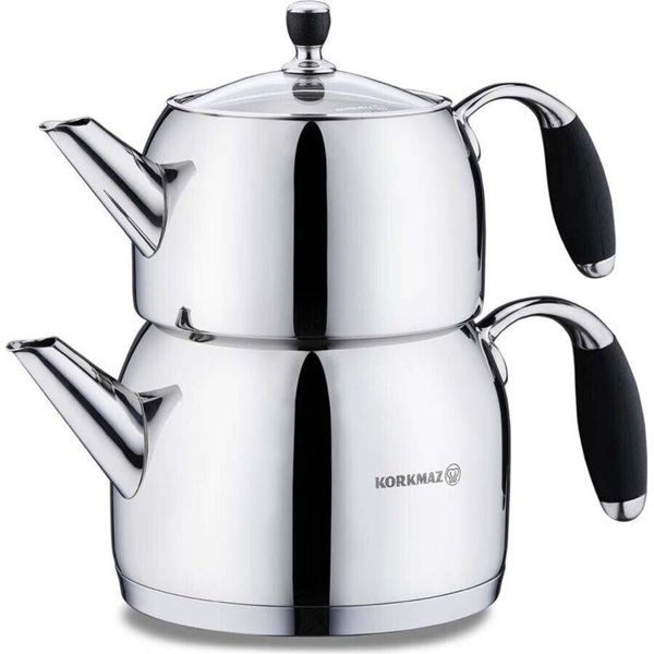 Korkmaz Flora Maxi Teiera Teiera A Induzione In Acciaio Inox Caydanlik A119-image