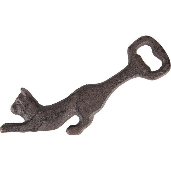 Clayre & Eef Apribottiglie Gatto 17X9X1 Cm Ferro Marrone-image