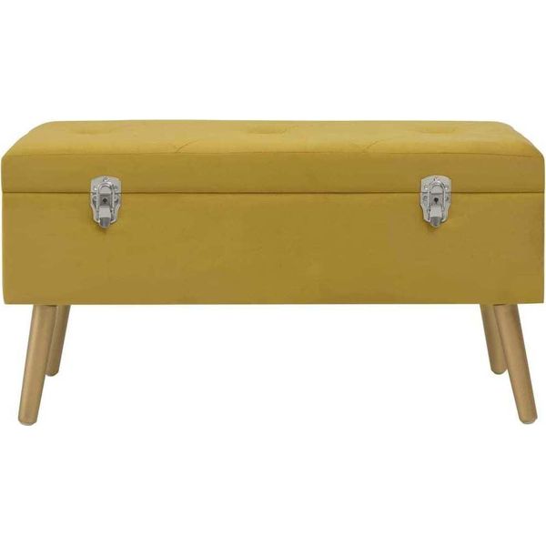 Syfax™ Panca Con Vano Portaoggetti 80 Cm Giallo Senape In Velluto-image