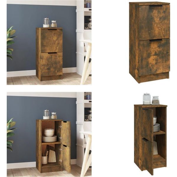 Vidaxl Credenza In Rovere Affumicato 30X30X70 Cm In Legno - Credenza - Credenza - Armadio - Armadio Portaoggetti-image