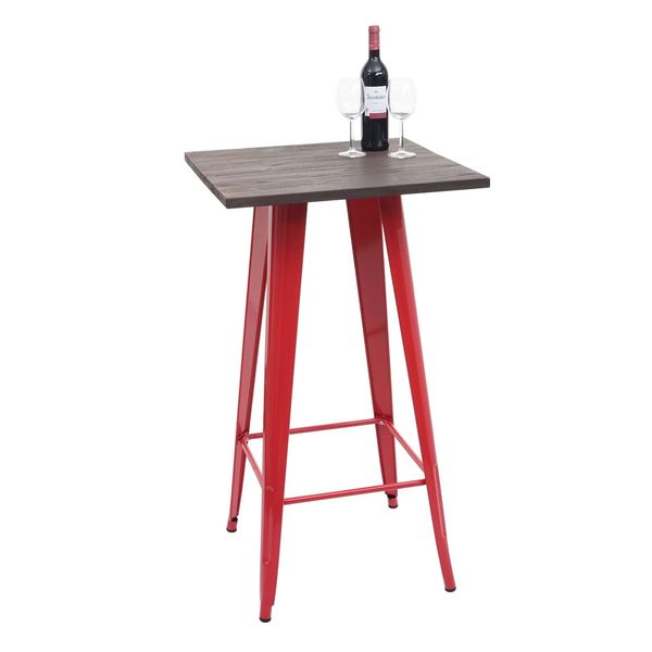 Stehtisch MCW-A73 Inkl. Holz-Tischplatte, Bistrotisch Bartisch, Metall Industriedesign MVG 107X60X60Cm ~ Rot-image