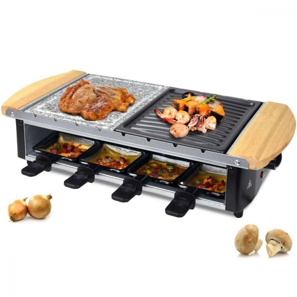 Raclette Uri In Acciaio Inox Syntrox Per 8 Persone Con Piastra E Pietra Calda-image