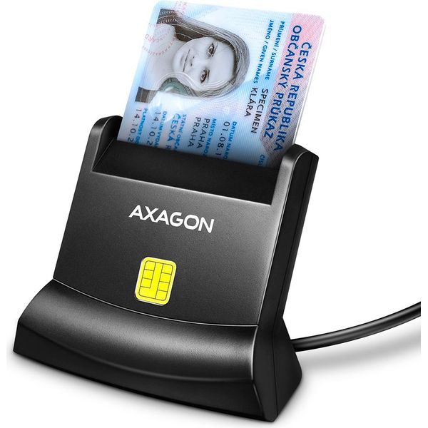 Axagon Axagon Lettore Di Smart Card Usb Universale Da Tavolo Con Cavo USB-A Lungo. Adatto All'applicazione Eobanka. Lettore Di Smart Card Indoor Usb 2.0 Nero-image