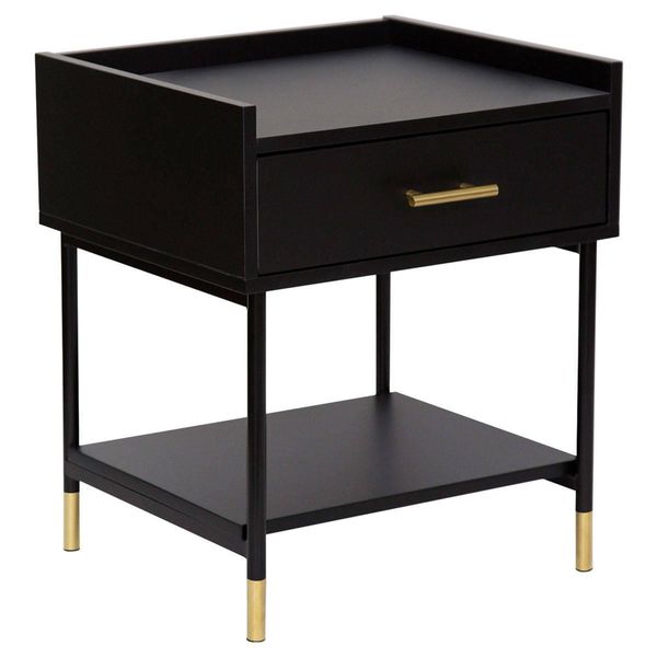 Nachttisch Tedy , Holz Und Metall, Schwarz - Atmosphera Interior Designer-image