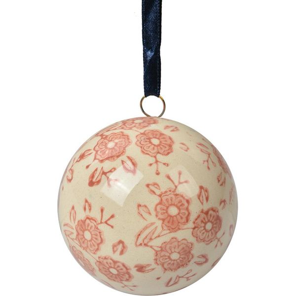 Ciondolo Decorativo Clayre & Eef Ø 6 Cm Fiori In Vetroceramica Beige-image