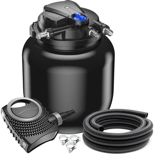 Set Completo Sunsun: Filtro A Pressione Per Laghetti CPA-50000 Fino A 100000 L Con Chiarificatore UV-C Da 55 Watt, Pompa Per Laghetti NEO6000 Supereco 6000L/H 40W, Tubo Per Laghetti Da 5 M 38 Mm (1 1/2"), Fascette Stringitubo W1 44-47Mm"-image
