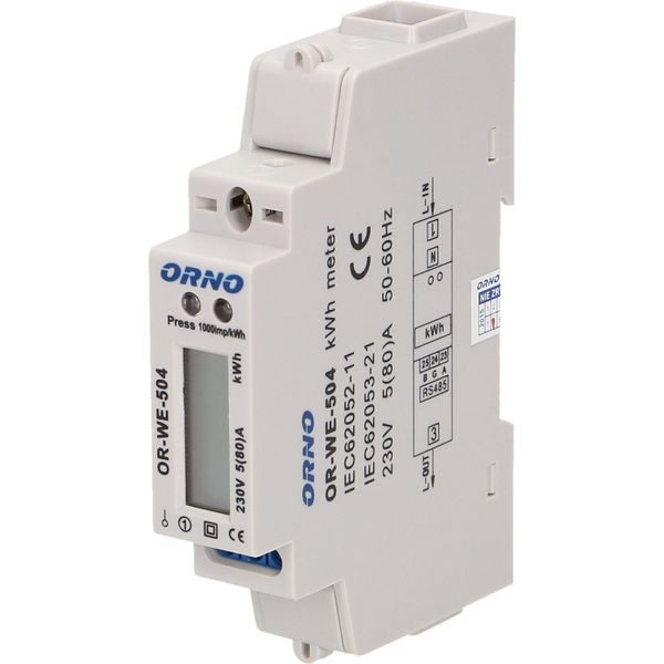 Orno OR-WE-504 Contatore Monofase, 80A, 230V, Porta RS485, Frequenza-image