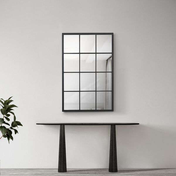 Specchio Da Parete 'Cupello' Specchio Da Finestra 90X60 Cm Nero, Opaco-image