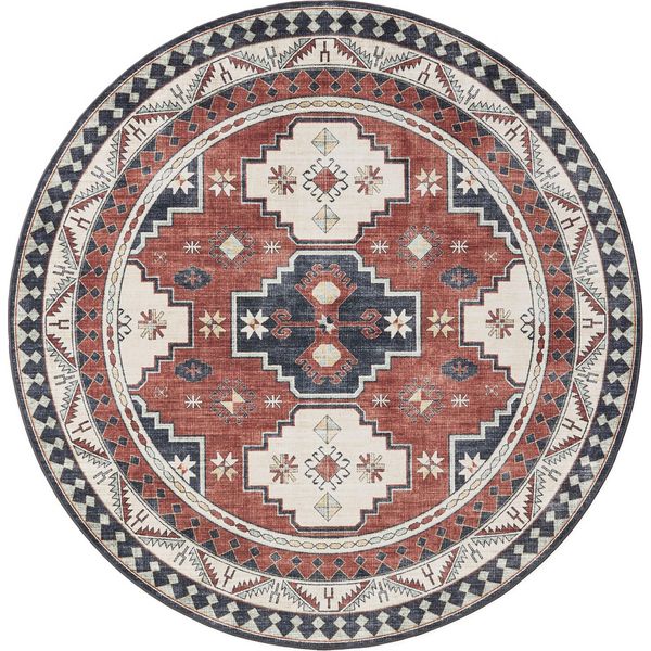 Interiyou Tappeto Lavabile Gent Multicolore/Blu ø 160 Cm Rotondo-image