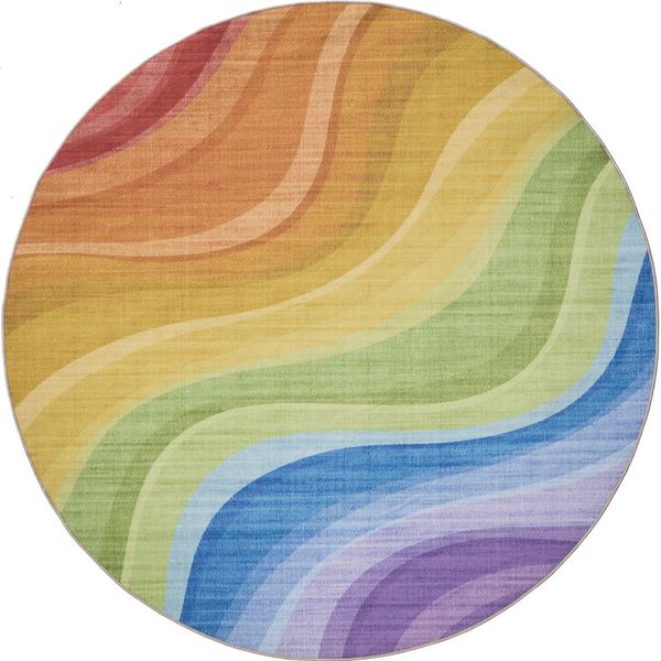 Interiyou Tappeto Lavabile Gent Multicolore/Viola ø 120 Cm Rotondo-image