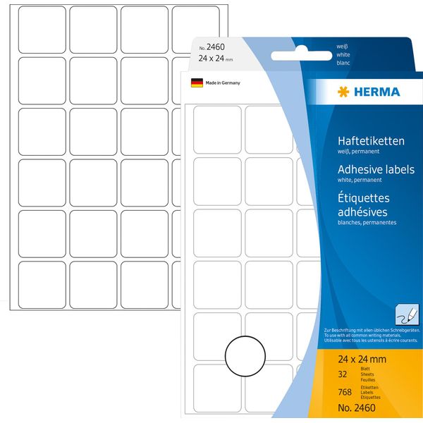 Herma 2460 Herma Vielzweck-Etiketten, 24 X 24 Mm, Weiß, GroßPackung-image