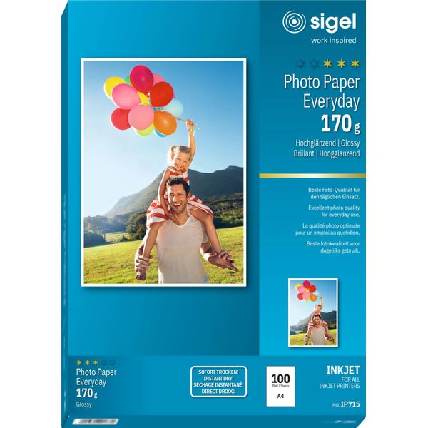 Sigel® IP715 Carta Fotografica A Getto D'inchiostro Everyday - A4, Lucida, 170 G/M², 100 Fogli-image