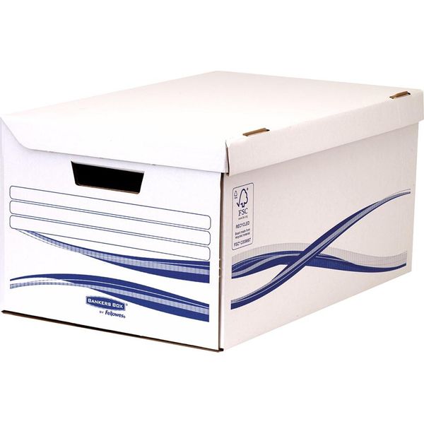 Fellowes 4460502 Fellowes Bankers Box Basic Archive Scatola Con Coperchio A Cerniera Maxi, Blu-image