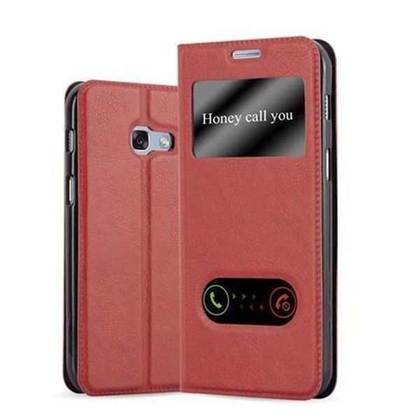 Cadorabo Custodia Protettiva Per Samsung Galaxy A3 2017 Custodia In Rosso Custodia Per Telefono Cellulare Custodia A Libro Custodia Cover-image