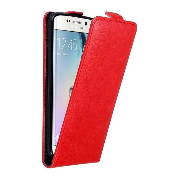 Custodia Cadorabo Per Samsung Galaxy S6 Edge Custodia Protettiva In Rosso Custodia Flip Per Telefono Cellulare Custodia Cover-image