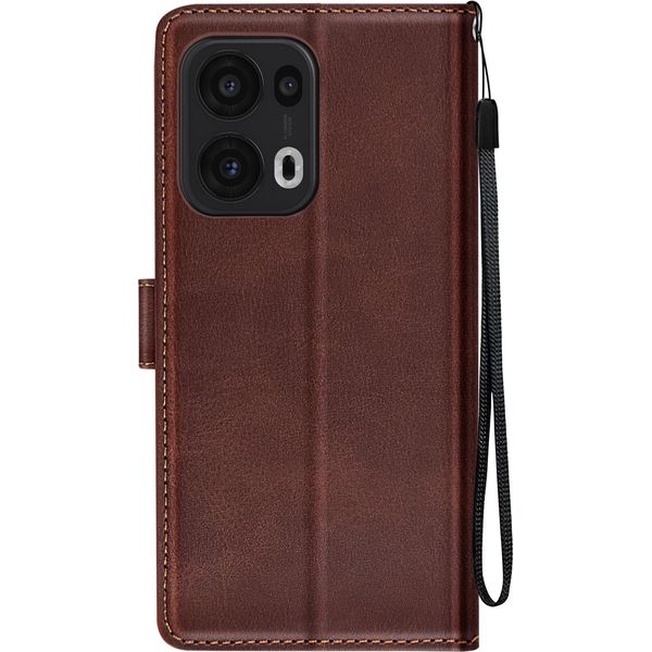 Avizar, Cover Per Oppo Reno 13 Pro Con Dragonne, Custodia Flip, Supporto Per Portafoglio, Marrone Scuro-image