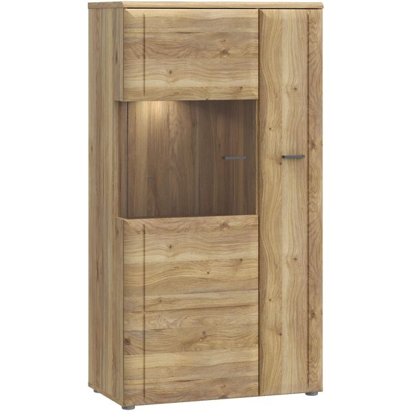 Vitrine Forte "Akinori", Braun (Mauvella Eiche), B:75,1Cm H:140Cm T:41,8Cm, Holzwerkstoff, SchräNke, Vitrine, Highboardvitrine, GlastüRe, Soft Close, Mdf Front-image