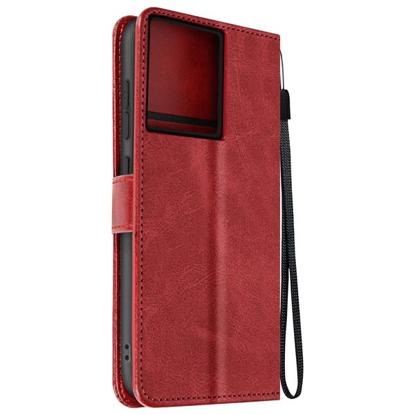 Avizar, Motorola Edge 50 Pro Wallet Cover, Custodia A Portafoglio Con Cinturino, Rosso-image