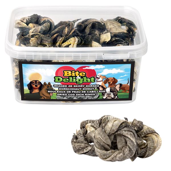 Anello Da Masticare Bite&Delight A Base Di Pelle Di Merluzzo 150G / 1 Litro - Masticatore Naturale Per Cani, Ricco Di Proteine E Omega-3-image