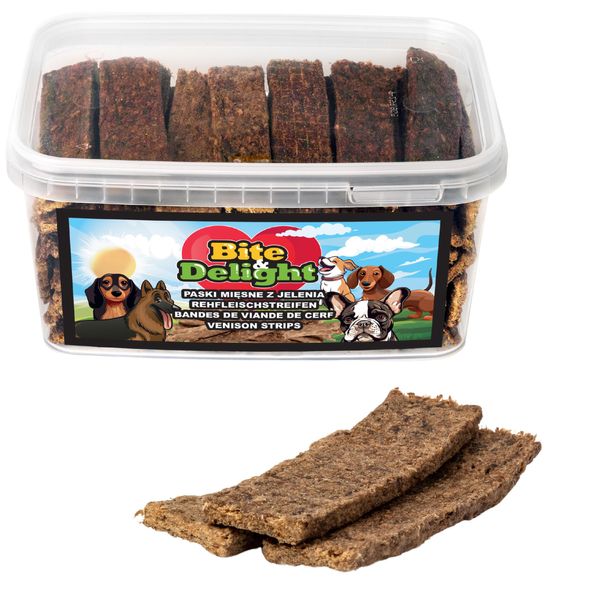 Bite&Delight Barretta Di Carne Di Cervo 400G / 1 Litro - Snack Naturale Per Cani Ad Alto Contenuto Proteico, Ipoallergenico E Ricco Di Collagene-image
