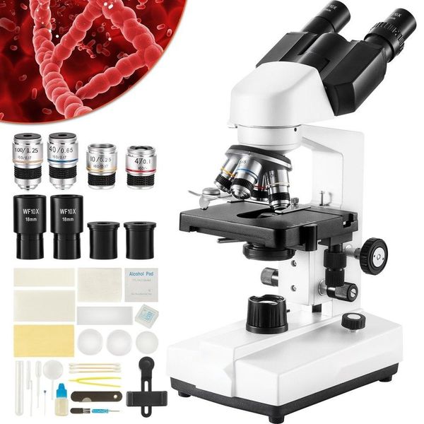 Microscopio Binoculare 10X/25X Microscopio Composto 4X/10X/40X/100X Microscopio Binoculare A Luce Riflessa Da Laboratorio Ingrandimento 40-2500, 100-240V Microscopio Da Laboratorio Microscopio Composto-image