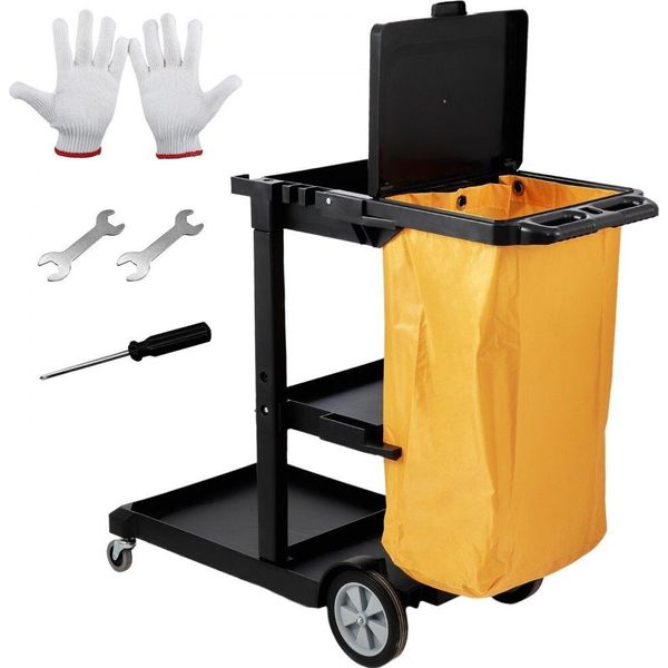 Carrello Per Le Pulizie - Carrello Per Le Pulizie A 3 Scomparti - Borsa In Pvc - Carrello Per Sistemi - Carrello Per Hotel-image