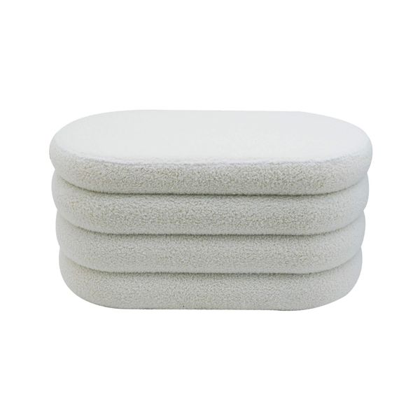 Rebecca Mobili Sgabello Rambeh 38X76X38 Tessuto Poliestere Mdf Bianco Moderno-image
