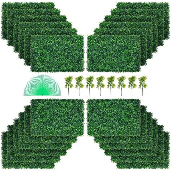 Parete Artificiale Della Pianta 24 Pezzi 24 X 16 Pollici, Schermo Della Privacy Siepe Artificiale Verde, Pannello Artificiale Del Bosso Pe, Schermo Della Privacy Piante Artificiali 60 X 40 Cm, Schermo Della Privacy Siepe Parete Decorazione Parete Pianta Ricostruito: Schermo Privacy Artificiale Per Piante - Set Di 24 Pezzi - 60 X 40 Cm - Pannello Di Bosso Artificiale - Verde - Decorazione Murale --image