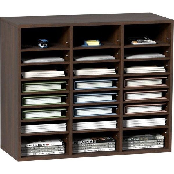 Organizzatore Per Lettere Marrone Vintage - 24 Scomparti In Mdf 737X305X620 Mm - Portadocumenti Da Tavolo - Scomparti Per La Casa, L'ufficio, La Scuola Ecc.-image