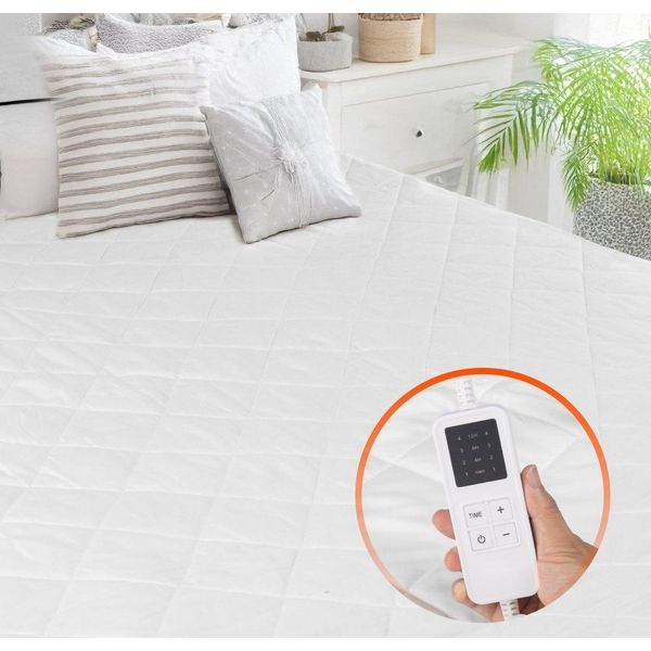 Coprimaterasso Riscaldato 150 X 80 Cm - Scaldaletto Elettrico Con Timer - Spegnimento Automatico Per Un Sonno Sicuro-image