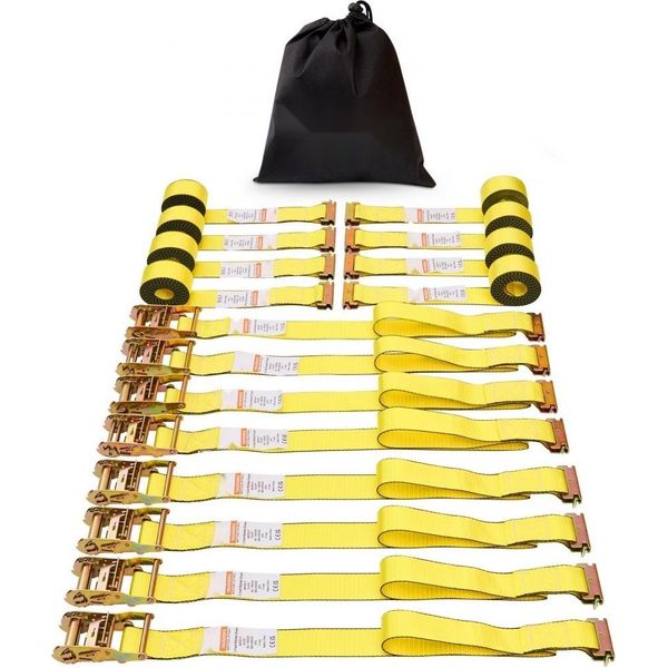 Confezione Da 8 Cinghie Di Fissaggio A Cricchetto - 5208 Lbs - 2" X 15' - Resistenti Per Il Carico"-image
