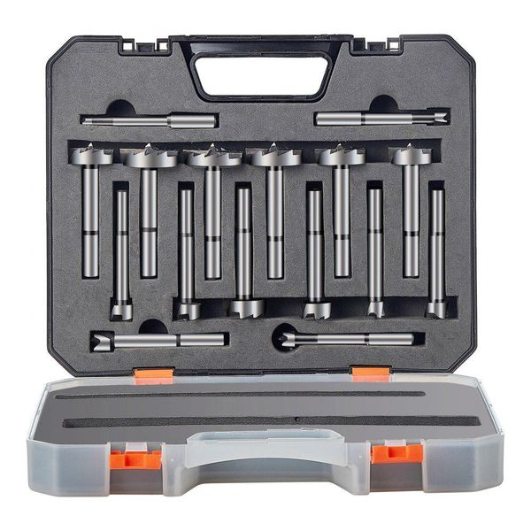 Set Di Punte Forstner Acciaio Al Carbonio Da 16 Pezzi - Set Di Punte Per Legno - Trapano A Tazza HRC48-51 - Trapano A Cerniera A Punta Centrale - Trapano A Pistola Trapano Da Banco - 6-41Mm-image