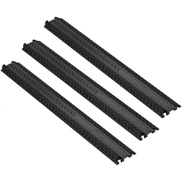 Set Di 3 Rampe Di Protezione Per Cavi A 1 Canale - Rampa Per Cavi In Tpr Rampa Per Cavi In Tpr 100 X 13 X 2 Cm - Protezione Per Cavi 907 Kg (Per Asse) - Rampa Per Cavi Con Capacità Di Carico E Design Antiscivolo - Ideale Per I Parcheggi-image