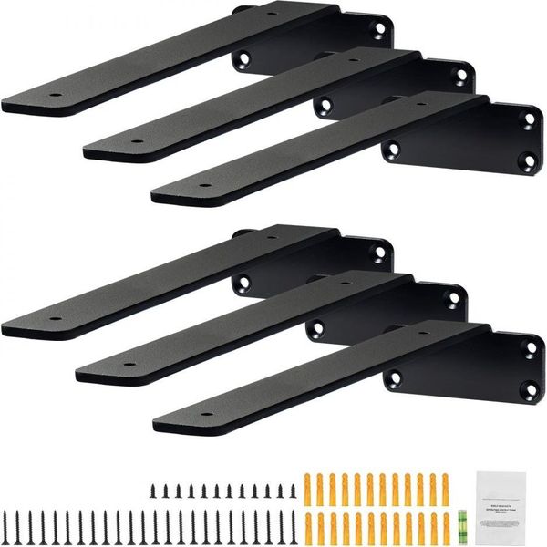 Reggimensola 310 X 100 X 45 Mm - 6 Pezzi - Robusti Reggimensola Galleggianti - Reggimensola A L Di 5 Mm Di Spessore In Nero Opaco - Reggimensola In Acciaio Con Capacità Di Carico Di 72,6 Kg-image