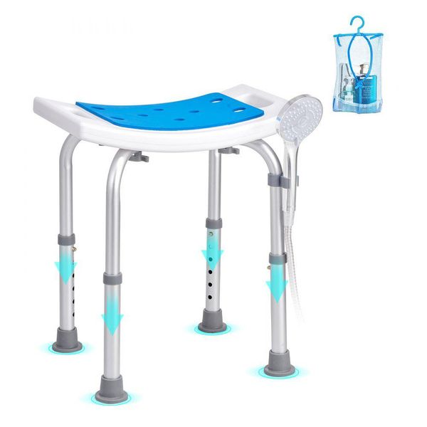 Sgabello Da Doccia Sedia Da Doccia - Regolabile In Altezza, Sgabello Da Bagno Sedile Da Bagno - Portata 158,8 Kg, Sgabello Da Doccia Stabile Ausilio Da Doccia - Telaio Da Bagno In Lega Di Alluminio, Sedile Da Doccia Sgabello Da Bagno - Blu-image