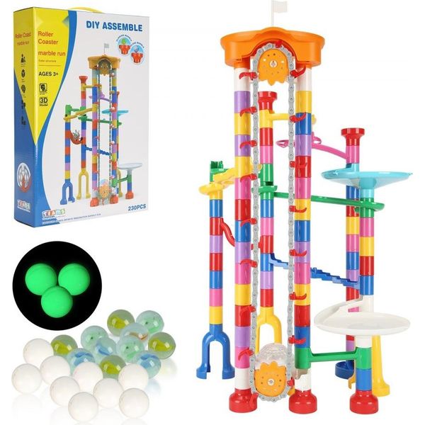 Set Pista Per Biglie Da 230 Pezzi Con Ascensore Motorizzato - Regalo Giocattolo Educativo-image