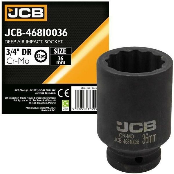 Presa Esagonale Jcb, 3/4" 36 Mm, Per Avvitatore A Impulsi, Presa A Impulsi Profonda, Presa A Impatto"-image