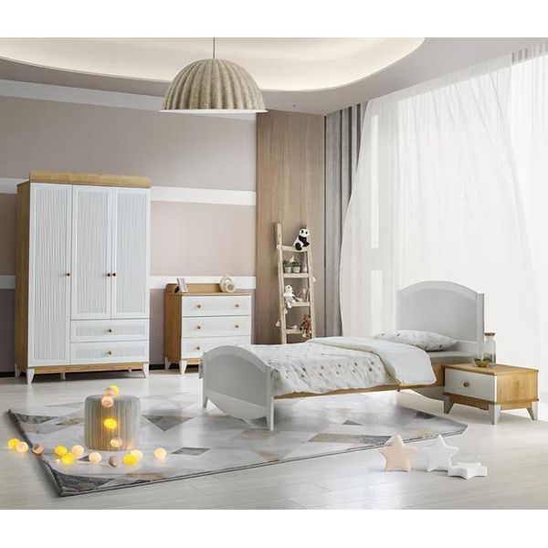 Design Camera Dei Bambini Letto Completo Mobili Per Bambini Legno Bianco Set Camera Da Letto 4 Pezzi-image