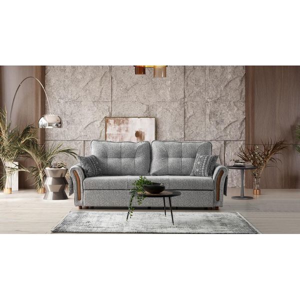 Elegante Divano A 3 Posti Con Braccioli In Legno Design Moderno Per La Vostra Casa-image