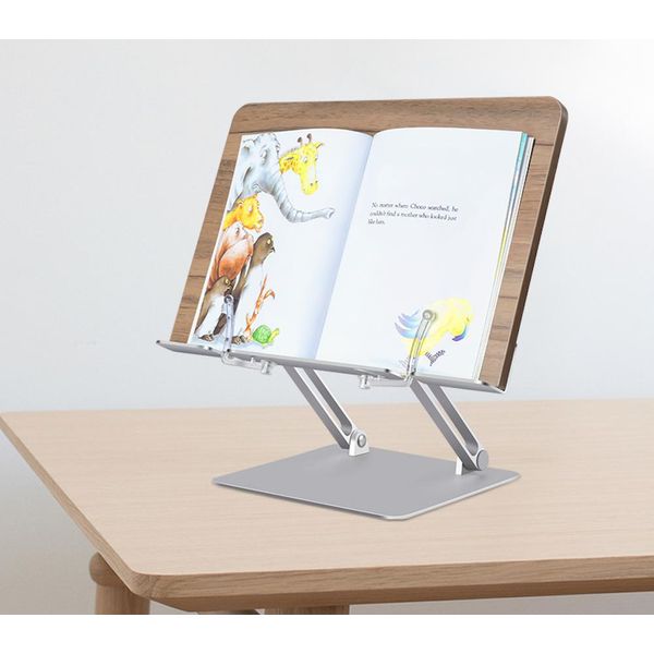 Woward Supporto Per Libri Supporto Per Lettura Supporto Per Laptop Materiale Alluminio + Legno Altezza Regolabile-image