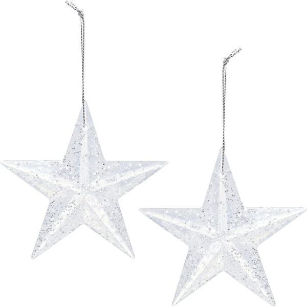 Stella Appesa In Plastica Mica Trasparente Decorazione Natalizia 9,5 Cm Set 12-image